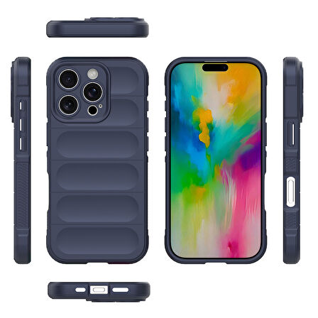 iPhone 16 Pro Kılıf Esnek TPU Oyuklu Arka Yüzey Tasarımlı Zore Etnik Silikon Kapak - Siyah