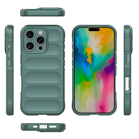 iPhone 16 Pro Kılıf Esnek TPU Oyuklu Arka Yüzey Tasarımlı Zore Etnik Silikon Kapak - Siyah
