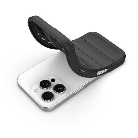 iPhone 16 Pro Max Kılıf Esnek TPU Oyuklu Arka Yüzey Tasarımlı Zore Etnik Silikon Kapak - Siyah