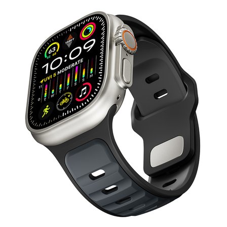 Watch Ultra 49mm MKST KRD-135 Silikon Kordon Strap Kayış - Açık Yeşil-Gri