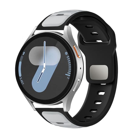Galaxy Watch 46mm NRTK KRD-135 22mm Silikon Kordon Strap Kayış - Gümüş-Siyah