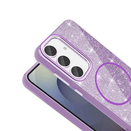 Galaxy S24 FE Kılıf Dökülmeyen Simli Silikon MagSafe Kamera Yükseltili Novatech