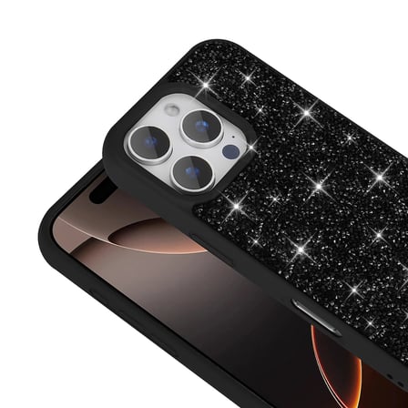 iPhone 16 Pro Kılıf Parlak Taşlı Tasarım NRTK Pırlanta Kapak - Gold