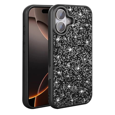 iPhone 16 Plus Kılıf Simli Pırlanta Taşlı Kamera Yükseltili Silikon Alan Tech