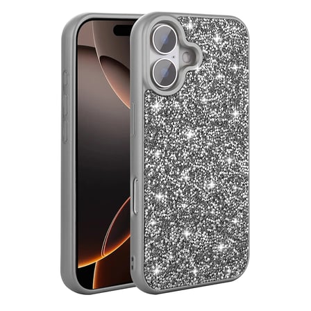 iPhone 16 Plus Kılıf Simli Pırlanta Taşlı Kamera Yükseltili Silikon Novatech