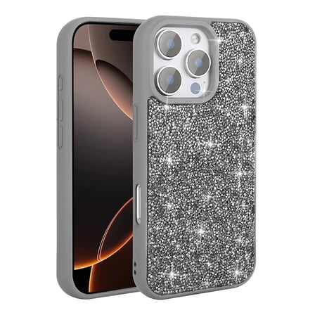 iPhone 16 Pro Max Kılıf Simli Pırlanta Taşlı Kamera Yükseltili Silikon Novatech