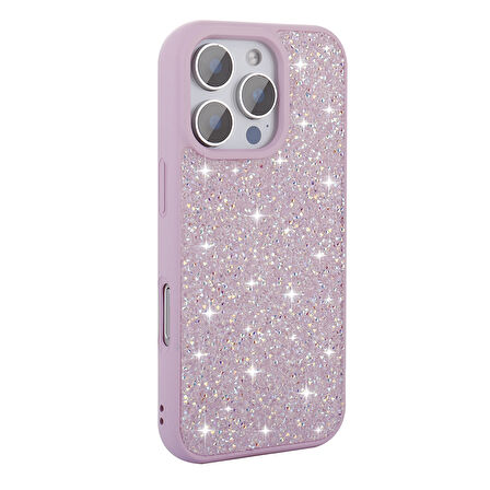 iPhone 16 Pro Max Kılıf Parlak Taşlı Tasarım Zore Pırlanta Kapak - Lila