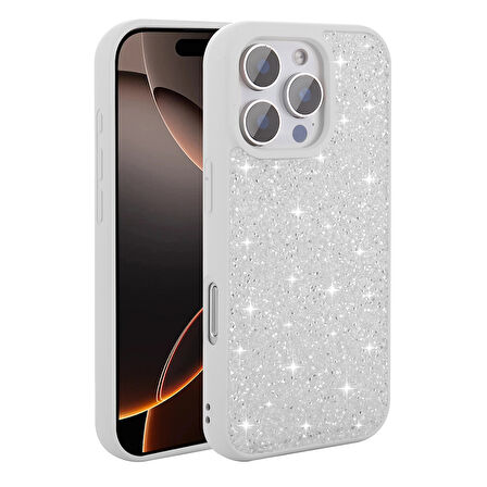 iPhone 16 Pro Max Kılıf Parlak Taşlı Tasarım Zore Pırlanta Kapak - Lila