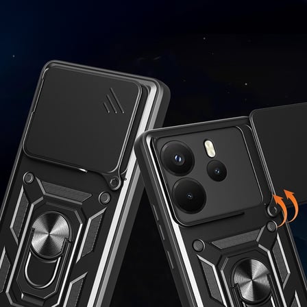 Xiaomi Redmi Note 14 4G Kılıf Sürgülü Kamera Koruyucu Manyetik Standlı Tank Koruma Novatech