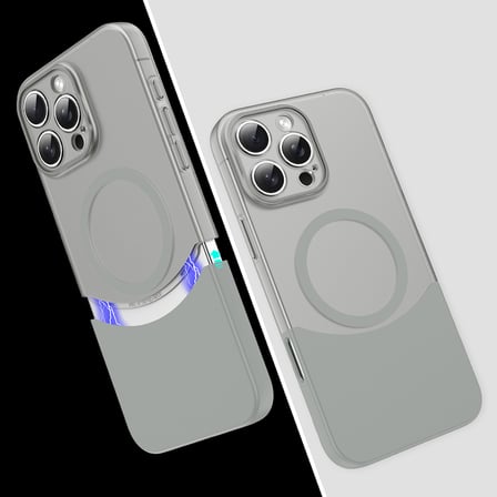 iPhone 16 Pro Max Kılıf M-Safe Şarj Özellikli Mıknatıslı NRTK Duble Kapak - Gri