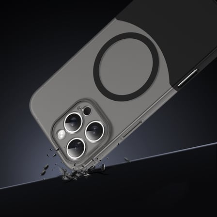 iPhone 16 Pro Max Kılıf M-Safe Şarj Özellikli Mıknatıslı NRTK Duble Kapak - Gri