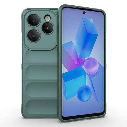 İnfinix Hot 40 Pro Kılıf Esnek TPU Oyuklu Arka Yüzey Tasarımlı NRTK Etnik Silikon Kapak - Koyu Yeşil