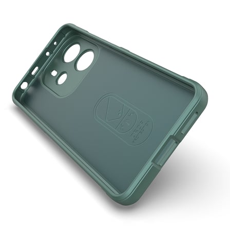 Redmi Note 14 4G Kılıf Esnek TPU Oyuklu Arka Yüzey Tasarımlı NRTK Etnik Silikon Kapak - Koyu Yeşil