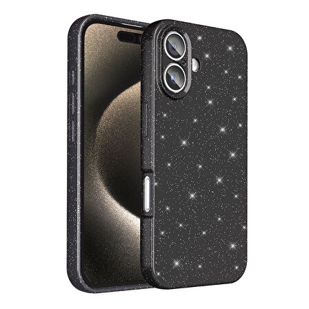 iPhone 16 Kılıf Kamera Korumalı Simli Lüks F10T Koton Kapak - Gümüş