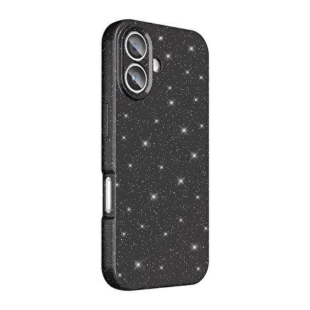 iPhone 16 Plus Kılıf Kamera Korumalı Simli Lüks TCG Koton Kapak - Gümüş