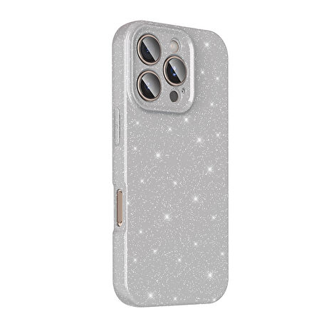 iPhone 16 Pro Kılıf Kamera Korumalı Simli Lüks İKSP Koton Kapak - Lila