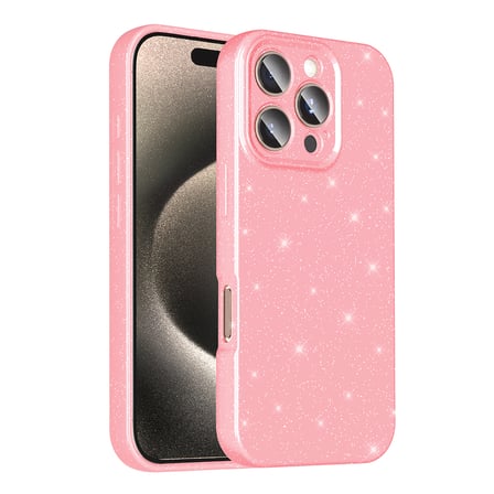 iPhone 16 Pro Max Kılıf Kamera Korumalı Simli Lüks OMSY Koton Kapak - Siyah