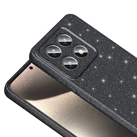 14T Pro Kılıf Kamera Korumalı Simli Lüks EFFX Koton Kapak - Açık Pembe