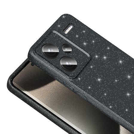 Redmi Note 13 Pro Plus 5G Kılıf Kamera Korumalı Simli Lüks EFFX Koton Kapak - Siyah