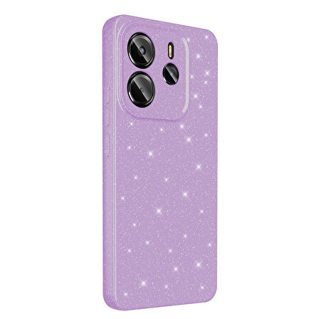 Redmi Note 14 Kılıf Kamera Korumalı Simli Lüks KLFS Koton Kapak - Siyah