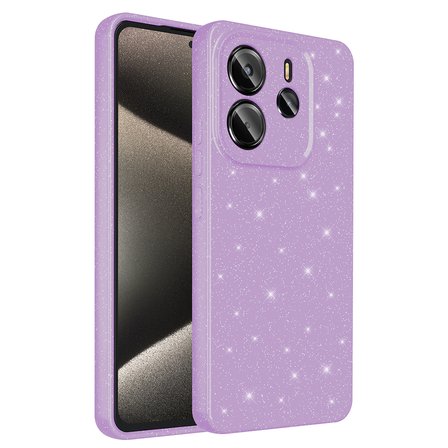Redmi Note 14 Kılıf Kamera Korumalı Simli Lüks TLZN Koton Kapak - Lila