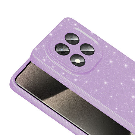 Redmi Note 14 Pro Plus Kılıf Kamera Korumalı Simli Lüks UZRM Koton Kapak - Gümüş