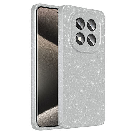 Redmi Note 14 Pro Plus Kılıf Kamera Korumalı Simli Lüks ZYL Koton Kapak - Gümüş