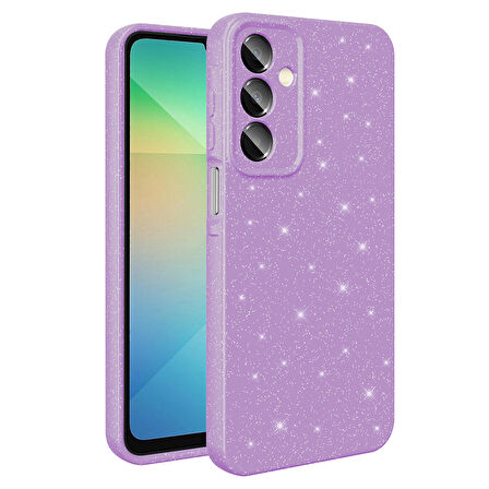 Galaxy A16 Kılıf Kamera Korumalı Simli Lüks HGEA Koton Kapak - Lila