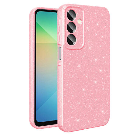 Galaxy A16 Kılıf Kamera Korumalı Simli Lüks İKSP Koton Kapak - Lila