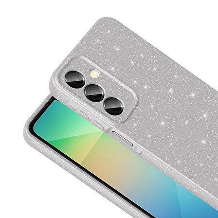 Galaxy A16 Kılıf Kamera Korumalı Simli Lüks İKSP Koton Kapak - Lila