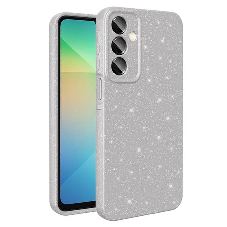 Galaxy A16 Kılıf Kamera Korumalı Simli Lüks UZRM Koton Kapak - Gümüş
