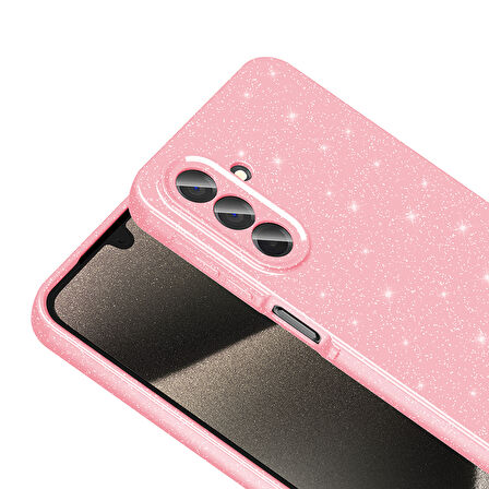 Galaxy A26 Kılıf Kamera Korumalı Simli Lüks KLFS Koton Kapak - Siyah