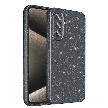 Galaxy A56 Kılıf Kamera Korumalı Simli Lüks FRMS Koton Kapak - Siyah