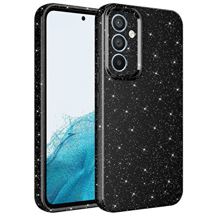 Galaxy S24 FE Kılıf Kamera Korumalı Simli Lüks MBTM Koton Kapak - Siyah