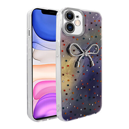 iPhone 11 Kılıf Kamera Korumalı Figürlü Zore Ponti Silikon Kapak - Lila