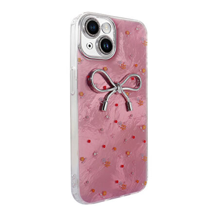 iPhone 14 Kılıf Kamera Korumalı Figürlü Zore Ponti Silikon Kapak - Açık Pembe