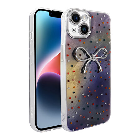 iPhone 14 Kılıf Kamera Korumalı Figürlü Zore Ponti Silikon Kapak - Lila