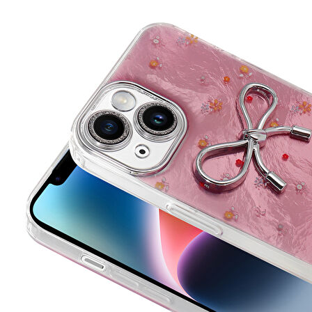 iPhone 14 Kılıf Kamera Korumalı Figürlü Zore Ponti Silikon Kapak - Lila