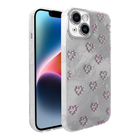 iPhone 14 Kılıf Kamera Korumalı Figürlü Zore Ponti Silikon Kapak - Lila