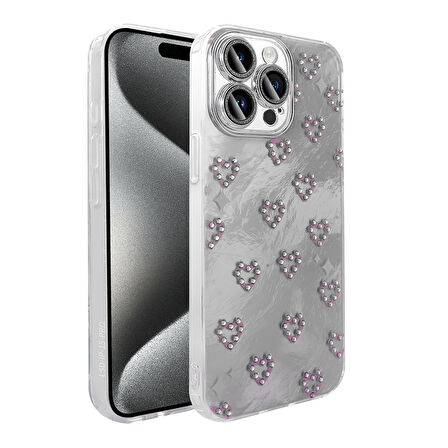 iPhone 15 Pro Max Kılıf Kamera Korumalı Figürlü Zore Ponti Silikon Kapak - Açık Pembe
