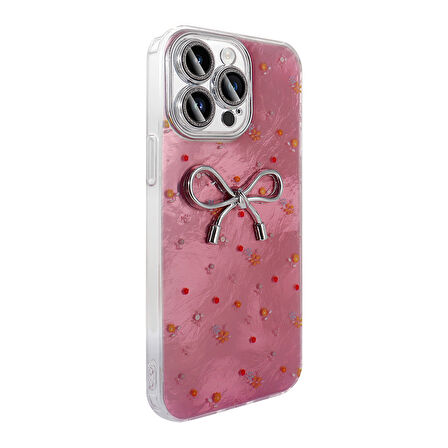 iPhone 15 Pro Max Kılıf Kamera Korumalı Figürlü Zore Ponti Silikon Kapak - Açık Pembe