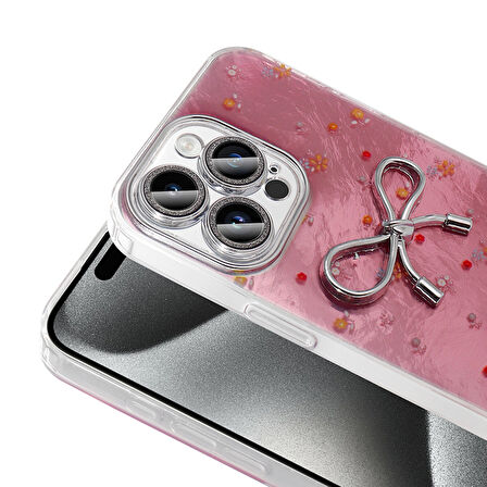 iPhone 15 Pro Max Kılıf Kamera Korumalı Figürlü Zore Ponti Silikon Kapak - Açık Pembe