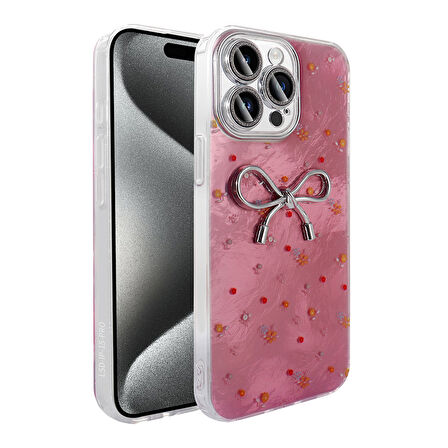 iPhone 15 Pro Max Kılıf Kamera Korumalı Figürlü Zore Ponti Silikon Kapak - Açık Pembe