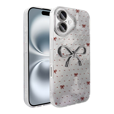 iPhone 16 Kılıf Kamera Korumalı Figürlü Zore Ponti Silikon Kapak - Lila