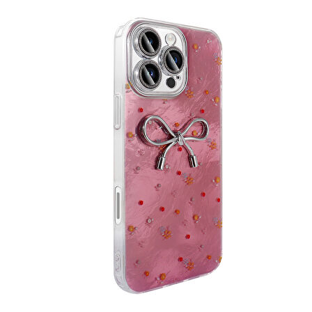 iPhone 16 Pro Kılıf Kamera Korumalı Figürlü Zore Ponti Silikon Kapak - Açık Pembe