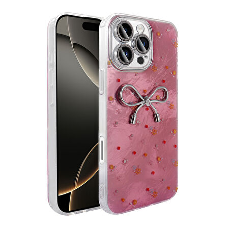 iPhone 16 Pro Max Kılıf Kamera Korumalı Figürlü Zore Ponti Silikon Kapak - Açık Pembe