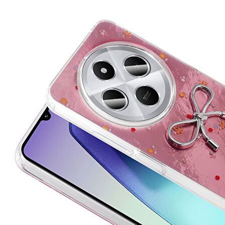 Redmi 14C 4G Kılıf Kamera Korumalı Figürlü Zore Ponti Silikon Kapak - Beyaz