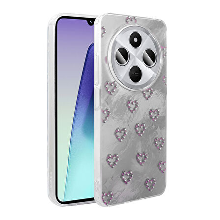 Redmi 14C 4G Kılıf Kamera Korumalı Figürlü Zore Ponti Silikon Kapak - Beyaz