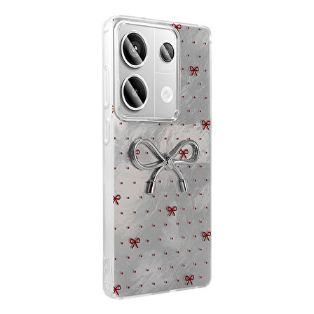 Redmi Note 13 Pro 4G Kılıf Kamera Korumalı Figürlü Zore Ponti Silikon Kapak - Beyaz