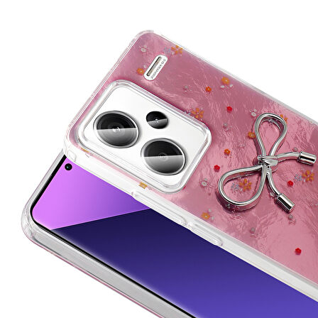Redmi Note 13 Pro Plus 5G Kılıf Kamera Korumalı Figürlü Zore Ponti Silikon Kapak - Açık Pembe